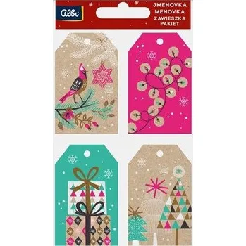 Party dekorace ALBI Dárková visačka 12 ks - Barevné Vánoce kraft