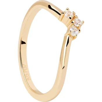 Prsten PDPAOLA Slušivý pozlacený prsten se zirkony Mini Crown Essentials AN01-826 48 mm + 2 měsíce na vrácení zboží