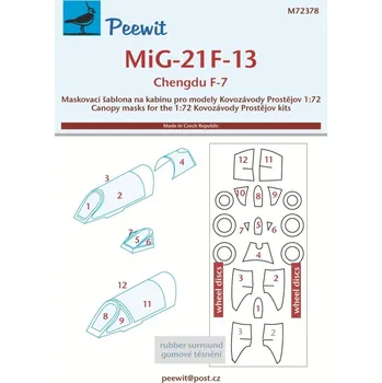 Plastikový model 1/72 Canopy mask MiG-21F-13 / Chengdu F-7 (KP)