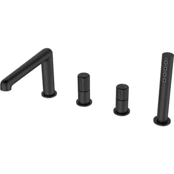 Vodovodní baterie Laveo Vanová baterie Pretto 4-otvorová se sprchovým setem - BAO_714D, černá mat