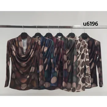 Dámská halenka Elegantní halenka s vodou potisk U6196 barva: zelená-khaki