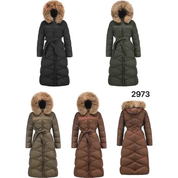 Fly Dlouhý zimní kabát s kožíškem FLY 2973 zelená XXL