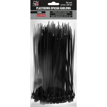 Stahovací páska Plastová páska 4,8X200 mm 100 ks ´černá