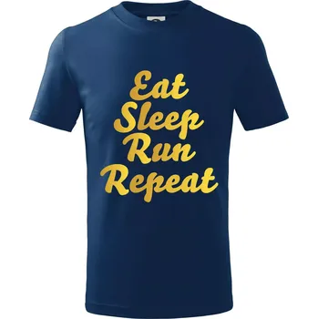 Eat sleep run zlatá - Tričko dětské bavlněné - 98 cm / 2 roky ( Půlnoční modrá )