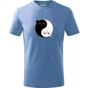 Chlapecké tričko Kočky jin jang barevné - Tričko dětské bavlněné - 98 cm / 2 roky ( Pyžamově světlá modrá )