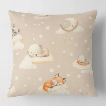 Povlak na dekorativní polštářek Povlak liška spící béžová bavlna 40x40 do mateřské školy