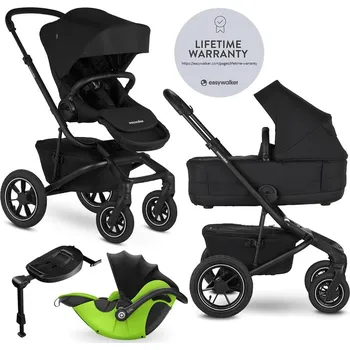 Kočárek EASYWALKER Kočárek kombinovaný Jimmey 2v1 Pepper Black LITE AIR + KIDDY Evoluna i-size 2 + základna