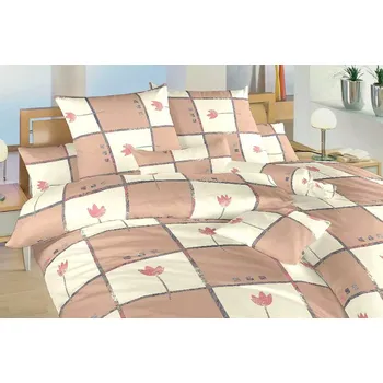 Povlečení Bavlněné povlečení - Tulipán světle hnědý - na niť. knoflíky