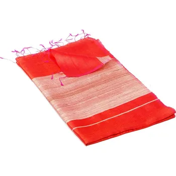 Šála Šála ze surového hedvábí oranžovorůžová s béžovou