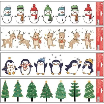 Okenní dekorace Vánoční okenní fólie s glitry - Barevné pruhy - 64 x 15 cm - 286