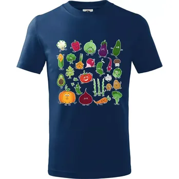 Chlapecké tričko Veselá zelenina - Tričko dětské bavlněné - 104-110cm / 3-4 roky ( Půlnoční modrá )