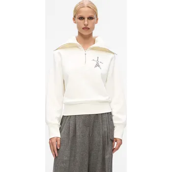 Dámská mikina MIKINA KARL LAGERFELD PARIS SKETCH EIFFEL HALF ZIP CANNOLI CREAM