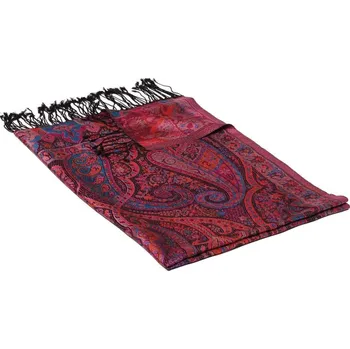 Šála Hedvábná šála Super velká černá s magentou