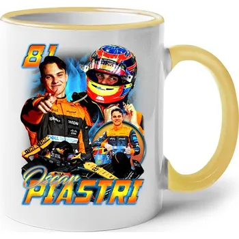 Keramický hrnek F1 - Oscar Piastri, Barva Žlutá, Velikost 330 ml, Canvas Keramický hrnek s barevným uchem Bezvatriko.cz 2857