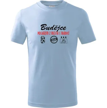 Chlapecké tričko Budějce město s tradicí - Tričko dětské bavlněné - 98 cm / 2 roky ( Pyžamově světlá modrá )