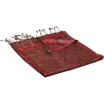 Šála Hedvábná šála Super šedohnědá s červenou