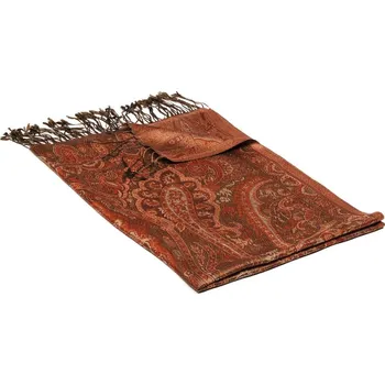 Šála Hedvábná šála Super velká šedohnědá s tmavě oranžovou