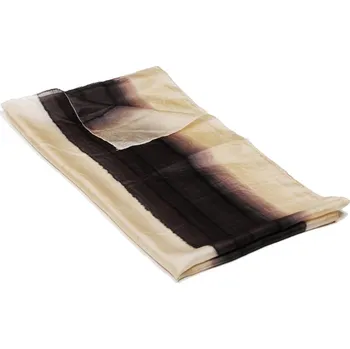 Šála Hedvábná malovaná šála světle zlato-tmavě hnědá