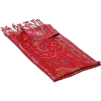 Šála Hedvábná šála Super střední červená s magentou a žlutou