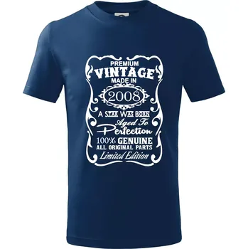 Vintage Etiketa - 2008 - Tričko dětské bavlněné - 98 cm / 2 roky ( Půlnoční modrá )