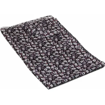 Šála Hedvábná šála s potiskem černo-bílá se světle šedofialovou