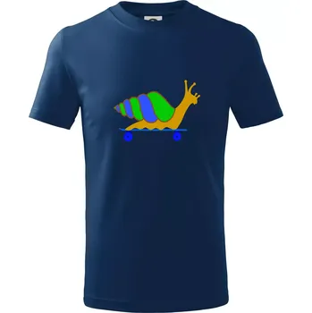 Chlapecké tričko Šnek na skateboardu (Moňas) - Tričko dětské bavlněné - 98 cm / 2 roky ( Půlnoční modrá )