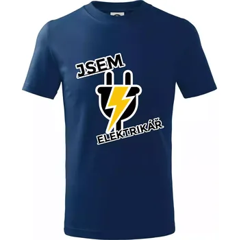 Chlapecké tričko Zásuvka - jsem elektrikář - Tričko dětské bavlněné - 122 cm/6 let ( Půlnoční modrá )
