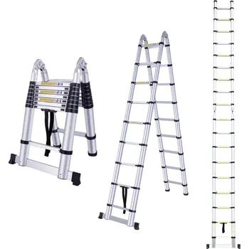Žebřík MXM 2v1 Teleskopické štafle s kloubem - 7,2m, hliníkové