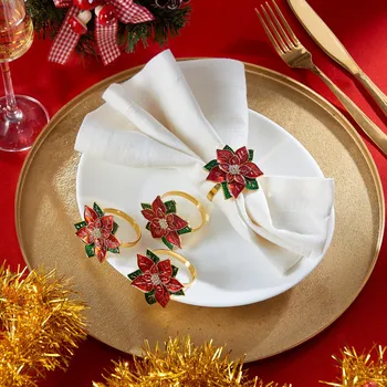 Papírový ubrousek 3Pagen 2 kroužky na ubrousky Vánoční hvězda 5 x 4,7 x 4 cm