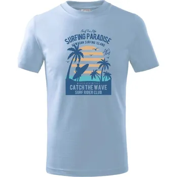 Surfing Paradise - Tričko dětské bavlněné - 98 cm / 2 roky ( Pyžamově světlá modrá )