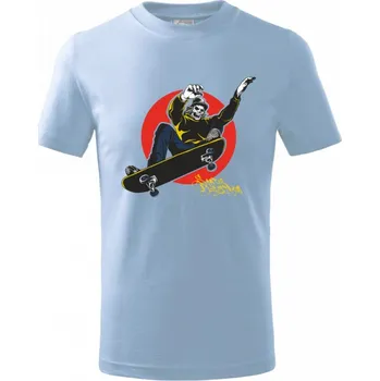 Chlapecké tričko Skull Skater on style - Tričko dětské bavlněné - 98 cm / 2 roky ( Pyžamově světlá modrá )