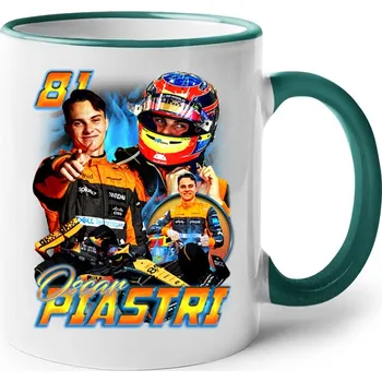 Keramický hrnek F1 - Oscar Piastri, Barva Zelená, Velikost 330 ml, Canvas Keramický hrnek s barevným uchem Bezvatriko.cz 2857