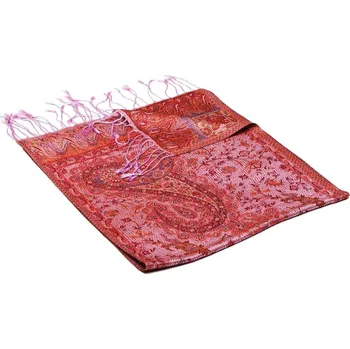 Šála Hedvábná šála Super světle fialová s červenou