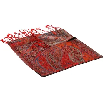 Šála Hedvábná šála Super Dekyi červená s tyrkysovou