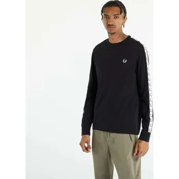 Pánské tričko Tričko FRED PERRY Taped Long Sleeve T-shirt Black M