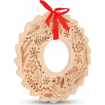 Věnec Dřevěný věnec 30 cm vánoční dekorace na stůl i k zavěšení