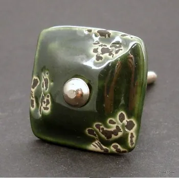 Nábytkové kování Nábytková úchytka lahvově zelená s patinou 3,5 cm - knopka