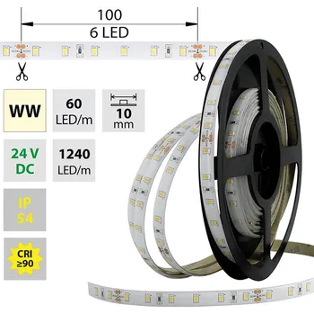 LED páska LED pásek SMD2835 WW, 60LED/m, 14,4W/m, 1240lm/m, IP54, DC 24V, 10mm, 5m