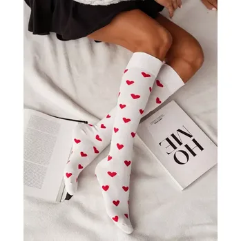 Dámské punčochy Dámské podkolenky Srdíčka - 37-41 / bílá