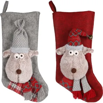 Hračka pro psa Vánoční hračka FLAMINGO plyš - Renda sob ponožka 25x9x45cm (MIX BAREV)