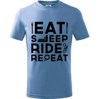 Eat sleep ride moto - Tričko dětské bavlněné - 98 cm / 2 roky ( Pyžamově světlá modrá )