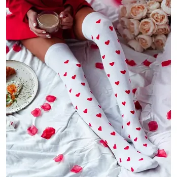 Dámské punčochy Dámské nadkolenky Srdíčka - 37-41 / bílá