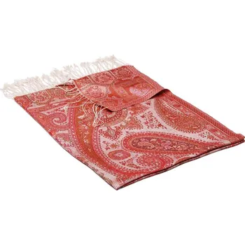 Šála Hedvábná šála Super velká smetanová s magentou a oranžovou