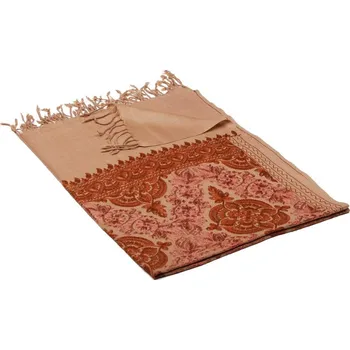 Šála Pranita Kašmírská vlněná šála vyšívaná hedvábím světle hnědá s hnědou