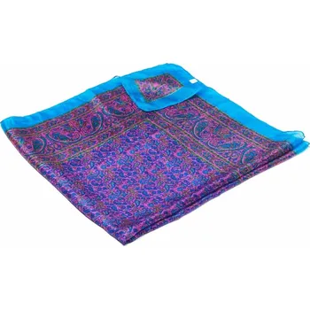 Šátek Hedvábný šátek s potiskem růžovo-tyrkysovo-modrý