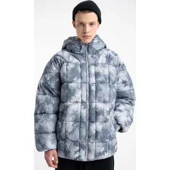 Chlapecká bunda Reporter Young | Chlapecká šedá prošívaná zimní bunda s kapucí a celoplošným potiskem - Barva ŠEDÁ, Velikost 176 253-0882B-12-900-1