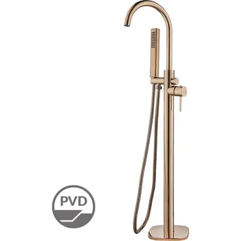 Vodovodní baterie Laveo Volně stojící vanová baterie Pola se sprchovou soupravou - BAP_811S, růžové zlato lesk
