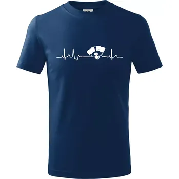 Jack Russell Terriér hrubosrstý Ekg - Tričko dětské bavlněné - 98 cm / 2 roky ( Půlnoční modrá )