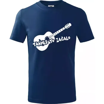 Kytara, takhle to všechno začalo - Tričko dětské bavlněné - 98 cm / 2 roky ( Půlnoční modrá )