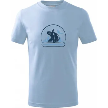 Chlapecké tričko Mountain extreme snowboarding kulaté - Tričko dětské bavlněné - 98 cm / 2 roky ( Pyžamově světlá modrá )